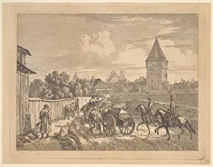 Russian Lancers Escorting the Regimental Cassonne, 1816. Creator: Johann Christian Erhard Russian Lancers Escorting the Regimental Cassonne, 1816. Creator: Johann Christian Erhard
