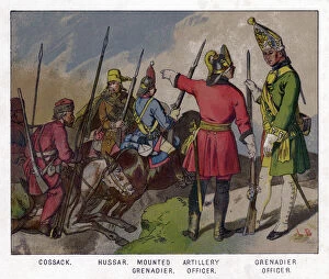 Russian soldiers of 1760 (19th centruy)