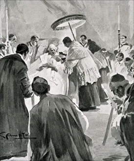 Last Sacraments administered to Pope Leon XIII engraving in the Ilustracion Last Sacraments administered to Pope Leon XIII engraving in the Ilustracion