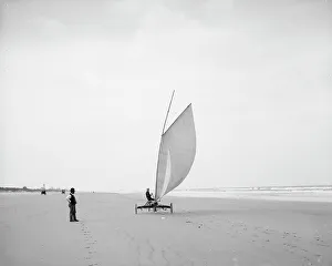 Vintage Print of Sailing on Ormond Beach, 1900-1910