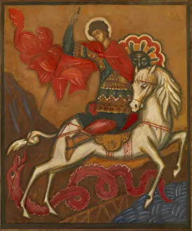 Saint George and the Dragon. Artist: Stelletsky, Dmitri Semyonovich (1875-1947) Saint George and the Dragon. Artist: Stelletsky, Dmitri Semyonovich (1875-1947)