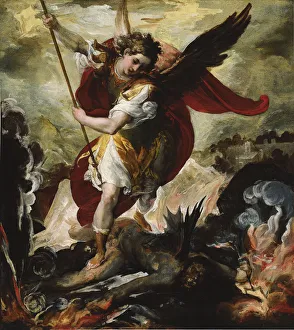 Saint Michael Vanquishing Satan. Artist: Maffei, Francesco (ca 1600-1660) Saint Michael Vanquishing Satan. Artist: Maffei, Francesco (ca 1600-1660)