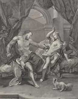 Pietro Collection: Samson and Delilah seated on a bed, Samson tearing apart the ropes binding his hand