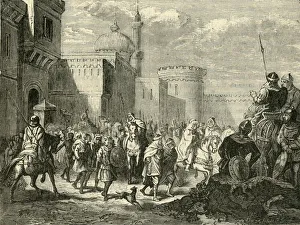 The Saracens Leaving Narbonne, Restored to the Franks, (737AD), 1890. Creator: Unknown The Saracens Leaving Narbonne, Restored to the Franks, (737AD), 1890. Creator: Unknown