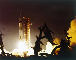 Saturn V Gallery: Saturn V rocket lifting off, Kennedy Space Center, Merritt Island, Florida, USA. Creator: NASA