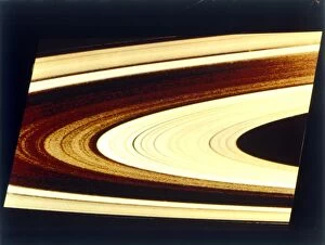 Saturns rings, range 717,000 km, seen from Voyager 1 spacecraft. Creator: NASA