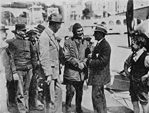 Related Images Gallery: The Schneider Trophy: Howard Pixton talking to Jacques Schneider after his victory, 1914 (1934)