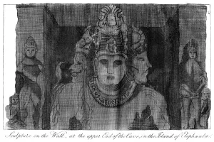 Sculpture on the Wall at the Upper End of the Cave, Island of Elephanta, India, 1799 Sculpture on the Wall at the Upper End of the Cave, Island of Elephanta, India, 1799
