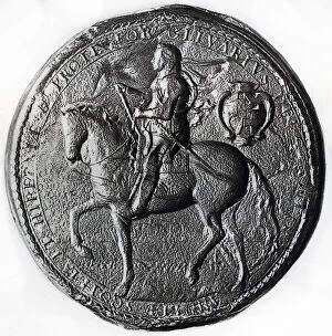 Images Dated 6th July 2006: Seal of the Protectorate with Oliver Cromwell on horseback, 17th century, (1899)