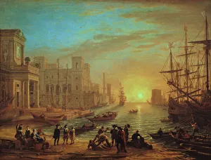 Seaport at sunset, 1639. Artist: Claude Lorrain Seaport at sunset, 1639. Artist: Claude Lorrain
