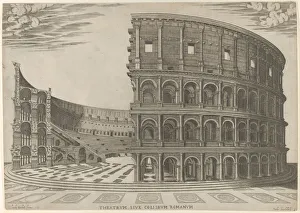 Section and elevation of the Colosseum in Rome, 1581. Creator Section and elevation of the Colosseum in Rome, 1581. Creator