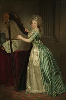 Playing An Instrument Collection: Self-Portrait with a Harp, 1791. Creator: Rose Adelaide Ducreux