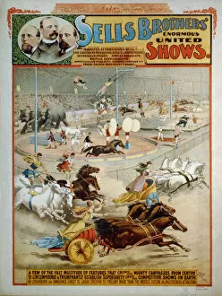 Sells Brothers Enormous Shows, ca 1885. Artist: The Strobridge Lithographing Company