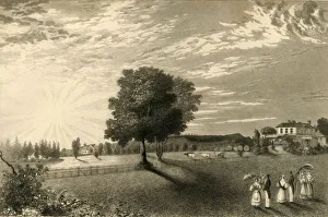 Prints of Sennicots, 1835. Sennicotts estate near Chichester, West Sussex, built in 1809 by Charles Baker who retired after serving in Madras with the British East India Company Chichester Prints: Sennicotts Estate Print, West Sussex, 1835