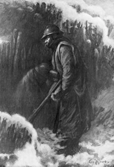 Images Dated 21st October 2006: Sentry duty at a Small Post, First World War, January 1917. Artist: Eugene Zigliara