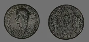 Roman Sestertius Print Portraying Germanicus, 37-38