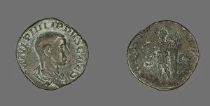 Sestertius (Coin) Portraying King Philip II, 244-246. Creator: Unknown Sestertius (Coin) Portraying King Philip II, 244-246. Creator: Unknown