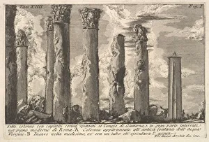 Seven columns of the Temple of Juturna with Corinthian capitals . . . (Sette colon Seven columns of the Temple of Juturna with Corinthian capitals . . . (Sette colon
