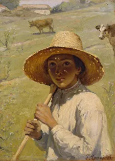 Shepherd Boy, 1909. Artist: Myasoedov, Grigori Grigoryevich (1834-1911) Shepherd Boy, 1909. Artist: Myasoedov, Grigori Grigoryevich (1834-1911)