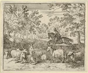The Shepherd on Horseback Chases the Stag, 1650-75. Creator: Allart van Everdingen