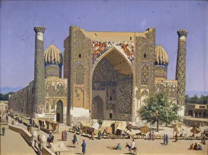 The Sherdar Madrasah at the Registan Square in Samarkand, 1869-1870. Artist: Vereshchagin, Vasili Vasilyevich (1842-1904) The Sherdar Madrasah at the Registan Square in Samarkand, 1869-1870. Artist: Vereshchagin, Vasili Vasilyevich (1842-1904)
