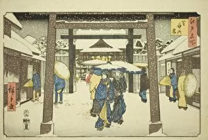 Wintry Collection: Shinmei Shrine in Shiba (Shiba Shinmeigu), from the series 'Famous Places in Edo... 1858