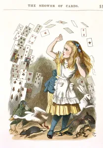 The Shower of Cards. Illustration for Alice in Wonderland by L. Carroll, 1890. Artist: Tenniel, Sir John (1820-1914) The Shower of Cards. Illustration for Alice in Wonderland by L. Carroll, 1890. Artist: Tenniel, Sir John (1820-1914)