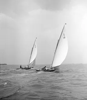 The Great Days of Yachting Gallery: Sioma and Ejnar race downwind, 1912. Creator: Kirk & Sons of Cowes