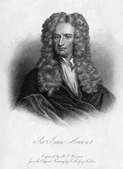 Physicists Collection: Sir Isaac Newton, English mathematician, astronomer and physicist, (19th century).Artist: Freeman