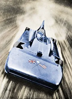 Sir Malcolm Campbell at high speed in `Blue Bird`, 1935 Sir Malcolm Campbell at high speed in `Blue Bird`, 1935