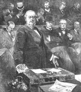 Sir William Harcourt announcing the resignation of Lord Roseberys government, 1895, (1901) Sir William Harcourt announcing the resignation of Lord Roseberys government, 1895, (1901)