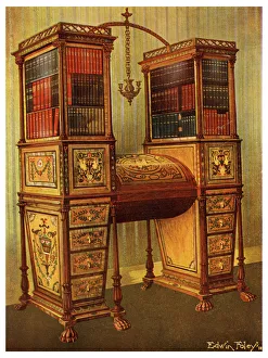 The Sister Inlaid Double Secretaire and Bookcase Cabinet, Sheraton, 1911-1912.Artist: Edwin Foley The Sister Inlaid Double Secretaire and Bookcase Cabinet, Sheraton, 1911-1912.Artist: Edwin Foley