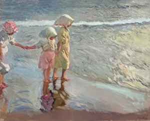 Sorolla Y Bastida Gallery: The three sisters on the beach, 1908. Creator: Sorolla y Bastida, Joaquin (1863-1923)