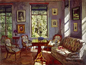 Realism Collection: The sitting room in the Manor House Rozhdestveno, 1916. Artist: Zhukovsky