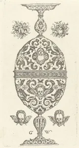Decorative Floral Design Prints: Two small goblets superimposed in reverse, published 1579. Creator: Georg Wechter I