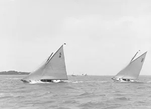 Snowdrop and Correnzia racing up wind, 1911. Creator: Kirk & Sons of Cowes Snowdrop and Correnzia racing up wind, 1911. Creator: Kirk & Sons of Cowes