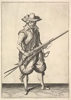 A soldier shaking the powder from the top of the pan, from the Musketeers series A soldier shaking the powder from the top of the pan, from the Musketeers series
