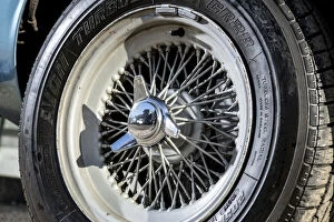 Spoked wheel of a 1961 Aston Martin DB4 GT SWB lightweight. Creator: Unknown