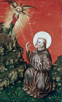 St Francis receiving the Stigmata, c1430-1451. Artist: Stephan Lochner St Francis receiving the Stigmata, c1430-1451. Artist: Stephan Lochner