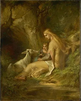 St. Genevieve of Brabant in the Forest, 1860s. Creator: George Frederick Bensell St. Genevieve of Brabant in the Forest, 1860s. Creator: George Frederick Bensell