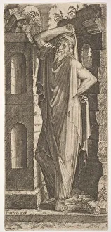St. Philip(?), standing with his left hand on his hip and his right hand resting on his St. Philip(?), standing with his left hand on his hip and his right hand resting on his