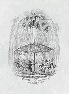 Cruikshank Gallery: St. Swithin Patron Saint of Umbrella Makers, 1829. Artist: George Cruikshank