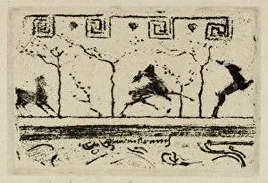French Graphic Art Prints: Stags, A Study for the Decoration of a Frame (Third Version), 1890-98