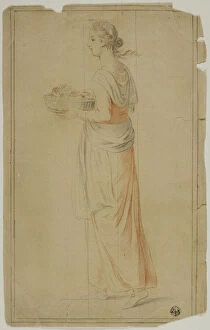 Standing Girl Holding Basket, n.d. Creator: Unknown