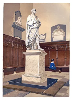 Statue of Sir Isaac Newton in the chapel of Trinity College, Cambridge, c1850 Statue of Sir Isaac Newton in the chapel of Trinity College, Cambridge, c1850