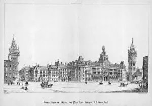 Strand front of design for new law courts, 1867. Artist: E Wimbridge Strand front of design for new law courts, 1867. Artist: E Wimbridge
