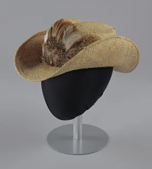 Cowboy Hats Gallery: Straw cowboy hat with feathered hat band worn by Arthur Lee, ca. 2000. Creator: Unknown
