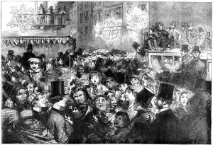 Street scene during the peace illuminations, 1856.Artist: W Thomas Street scene during the peace illuminations, 1856.Artist: W Thomas