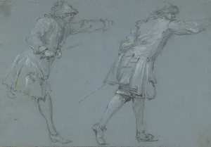 Study of Two Soldiers Swordfighting, 17th century. Creator: Adam Frans van der Meulen Study of Two Soldiers Swordfighting, 17th century. Creator: Adam Frans van der Meulen