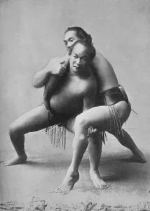 A sumo wrestling bout between a pair of Japanese professionals, 1902 A sumo wrestling bout between a pair of Japanese professionals, 1902